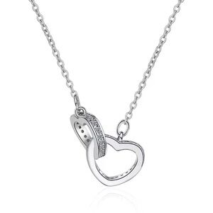 Moissanite Intertwined Silver Heart Necklace